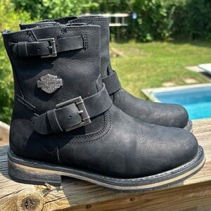 Harley-Davidson Women's Kommer Waterproof Black Leather Motorcycle Boots Size 6